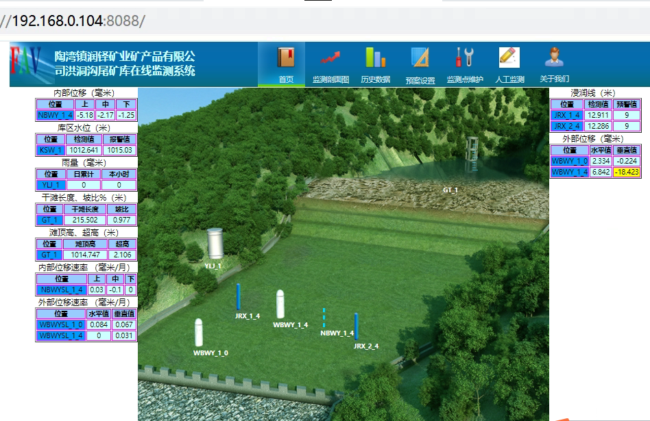 欒川縣陶灣鎮潤鐸礦業(yè)洪洞溝尾礦庫在線(xiàn)監測